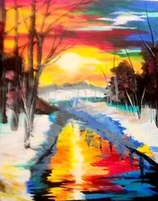 Landscape 11x14 Original acrylic painting on stretched canvas