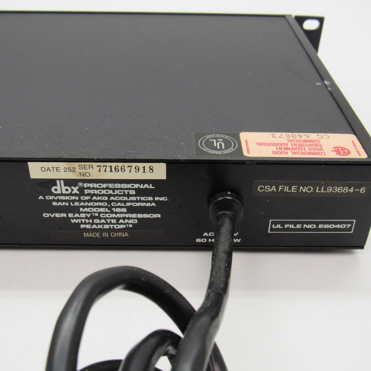 dbx 166 Over Easy Compressor With Gate And Peakstop Gain