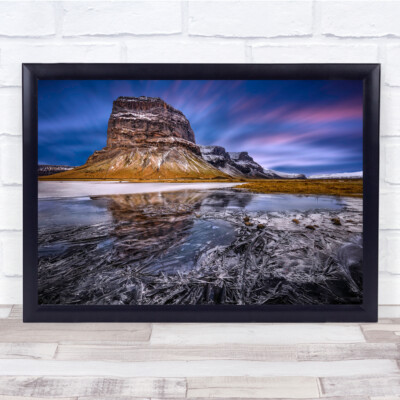 Lomagnupur Island Eis Vordergrund Sonnenuntergang Landschaft Berg Wandkunstdruck