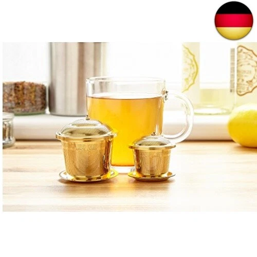 Apace Teesieb (2er Set) mit Teeschaufel und Abtropfschale – Ultrafeines Tee-Ei a - Bild 3 von 4