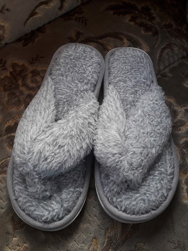 Unbranded Ladies Grey Toe Post Slip On Hard Sole Slippers Uk 3 / 4
