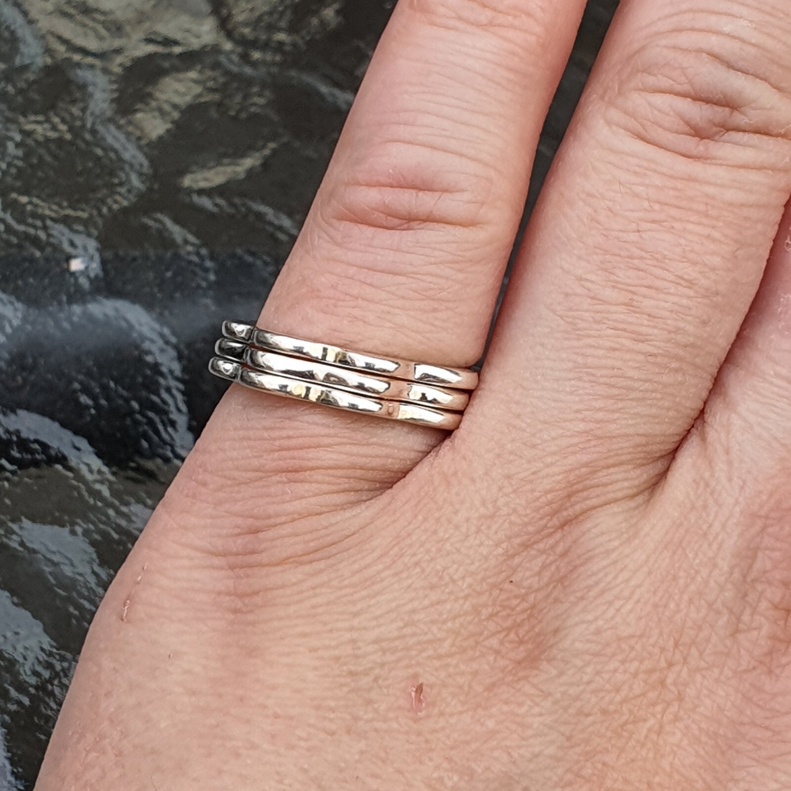 Photo 5 of Sterling Silver triple Linked Stacking Rings Size M1/2, R350