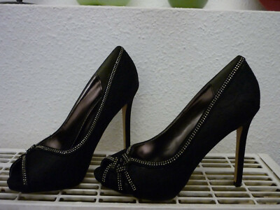 Pumps schwarz Nieten Gr38/Peep Toes Stilettos schwarz Gr 38/Extrem High Heels 38