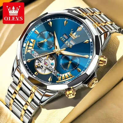 Automatic Watch Mechanical Men's OLEVS Waterproof Luxury Men Skeleton Strap