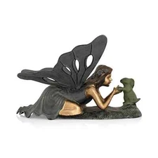 Fantasy Multicolor Aluminum First Friend Fairy And Bunny Garden Sculpture