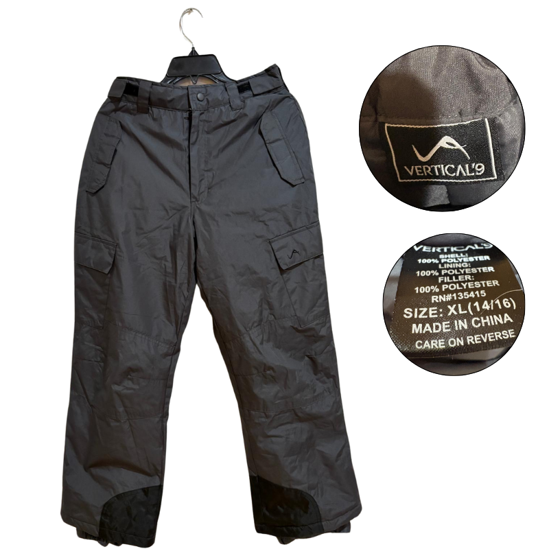 Vertical 9 Women's Black Snow Ski Pants Size XL (14/16) Waterproof Insulated