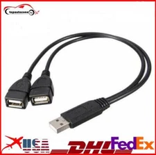 USB 2.0 A Male To 2 Dual USB Female Jack Y Splitter Hub Power Cord Adapter Cable