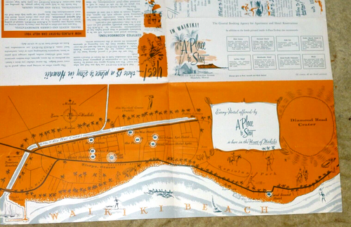 ALTE ILLUSTRIERTE KARTE / BROSCHÜRE HOTELS HERZ VON WAIKIKI HAWAII ZIMMERPREISE - Bild 2 von 7