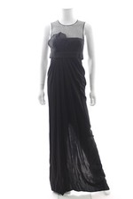 Stella McCartney Mesh-Panelled Silk Draped Gown / Black