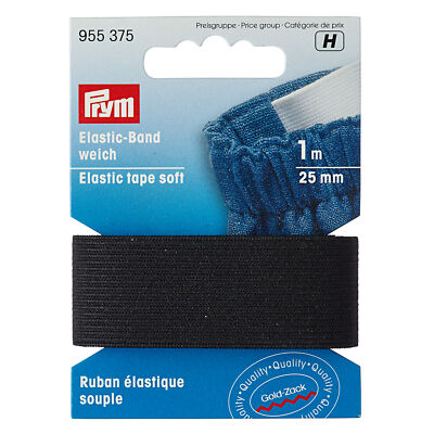 Prym schwarz weiches elastisches Band - 25 mm x 1 m