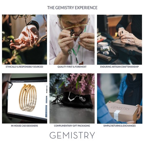 Gemistry 14K Gelbgold 0,34 Karat Diamant Rechteckig Charm Anhänger Halskette - Bild 5 von 6