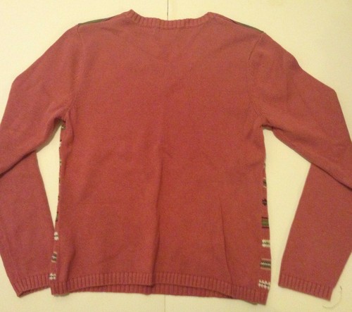 IZOD Sweater Women's Size Medium Pink with Design Stripes Thick Long Sleeved - Picture 5 of 6