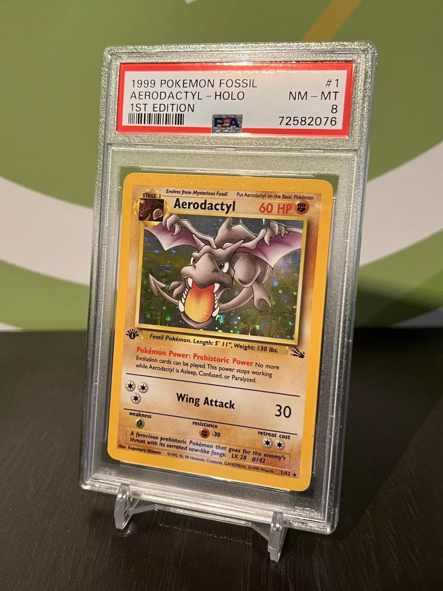 1st Edition Aerodactyl Holo - 1999 Pokemon Fossil - 1/62 PSA 8 NEAR MINT