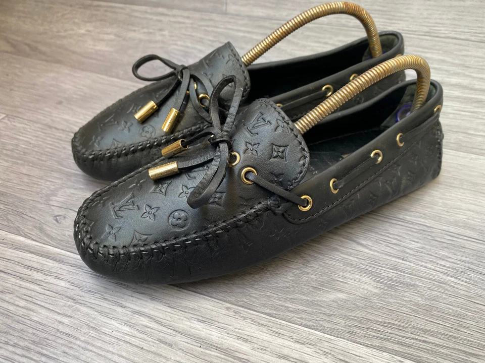 Louis Vuitton Gloria Monograma Negro Cuero Plano Mujer Mocasines Talla 37 Foto 4 de 4