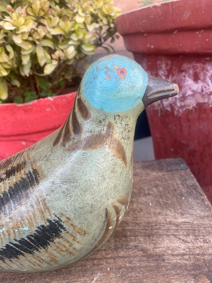 老式老式木制手工雕刻鸽子鸟雕像家居装饰雕塑 — 第 3/4 张图片