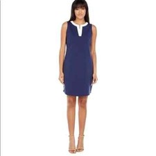 Talbots NWT  Navy Blue and White Sleeveless Dress. Size X OR 1X