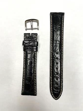 20mm Black Genuine Crocodile Watch Band - USA