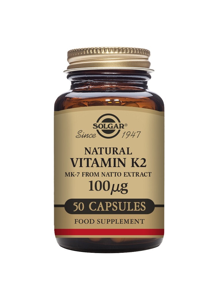 Solgar Natural Vitamin K2 (MK-7) 100 mcg - 50 Vegetable Capsules