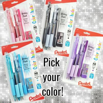 Pentel Color Shades Writing Pack - PINK BLUE BLACK PURPLE, pick your ...