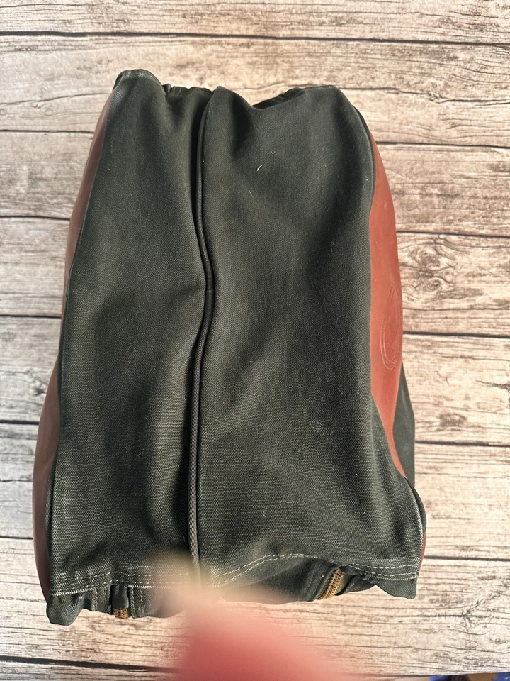 Equipaje de mano vintage Orvis Battenkill de lona verde cuero doble cara Foto 4 de 4