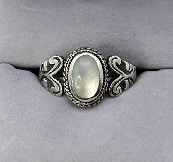 NF White MOONSTONE Solid Sterling Silver 925 Art … - image 5