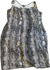 B Famous USA Snake Print Dress Size 2X Tank Dress Cowl Neck Gold Accent USA Made