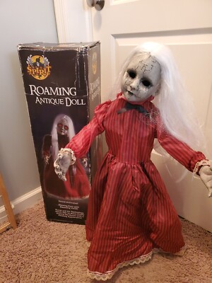 Spirit Halloween Roaming Rosie Antique Doll Animatronic Striped