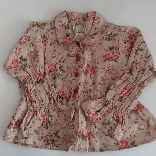 Vintage Girls Blouse Floral Size 3 / 4 Cornelloki EUC Gathered Sleeves