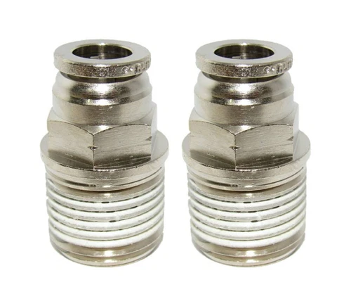 3/8" Hose X 1/2" NPT Push To Connect Straight Male Connector Fitting - 2 PACK