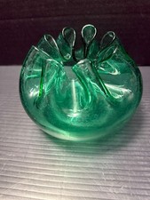 Vintage Blenko Rose Bowl 947 in Forest Green Art Glass 6" Trinket Candy Flower