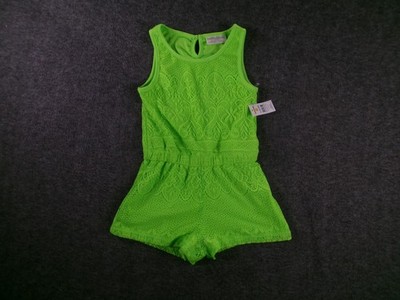 Bobbie Brooks Romper Girls S 6/6X Neon Green Lace Elastic Waist Shorts Casual