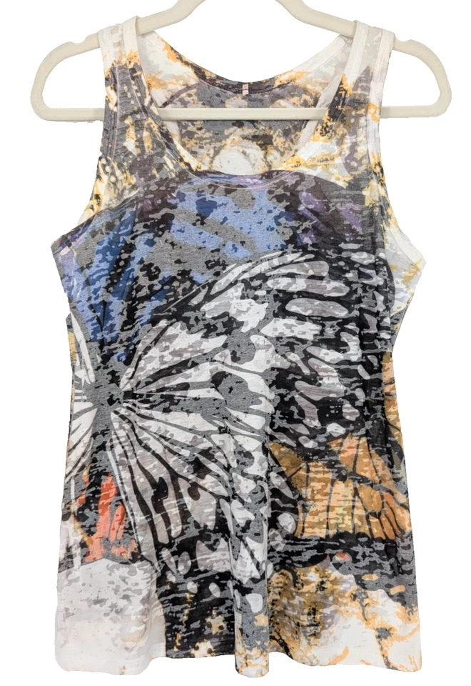 Camiseta sin mangas vintage Y2K Romeo y Julieta de alta costura mariposa pura Burnout de algodón boho Foto 2 de 4