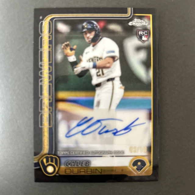 2025 Topps Chrome Update Caleb Durbin Auto RC Black Refractor #/10 Brewers