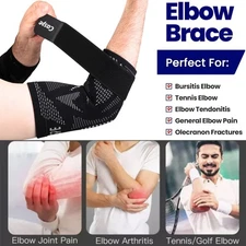 Caspe 2-Pack Elbow Sleeve Brace Wrap Adjustable Support Arm Arthritis Tendonitis