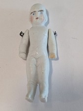Antq German Bisque Dollhouse Doll, 2 Inches Metal Hinge Jointed Arms Stamped 250