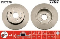 2X Bremsscheibe Vorne TRW DF7178 FÜR KIA Bremsscheiben Scheibenbremse