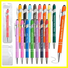 20 Pieces Inspirational Pens Kit - 10 Black Ink Pens Bulk, Bags Included - Mo...