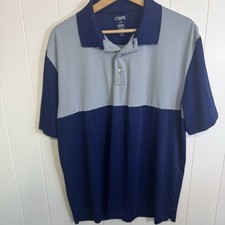 Chaps Golf Polo Shirt Men s Large Blue Striped Performance Stretch Short Sleeve