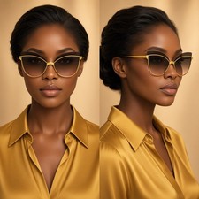 Elegant Gold Cat Eye Sunglasses For Women Modern Fashion Oversized Stylish Fancy