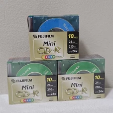 Lot of 3 - 10 Pack Fujifilm Mini Color Discs CD-R 210MB 24X Write Spd w/ Cases
