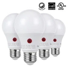 DEWENWILS 4 Pack A19 Dusk to Dawn LED Light Bulbs Outdoor,2700K Warm White,