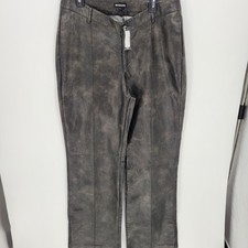PrettyLittleThing Faux Leather Wide Leg pants 12 Distressed motocore marble new