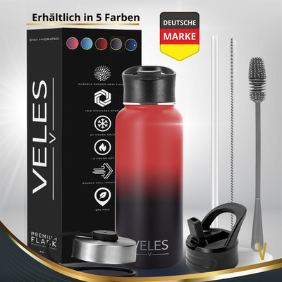 Trinkflasche Edelstahl 1L 750ml 500ml Thermoflasche Sport Wasserflasche Isoliert