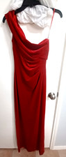 Xscape Red Velvet One Shoulder Formal Gown Maxi Wedding Guest Dress 6