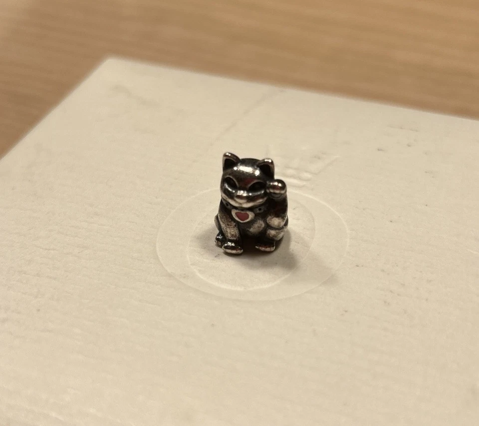 Pandora Charm Anhänger 925 Sterling Silber / Winkekatze mit Herz