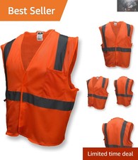 High Visibility Class 2 Mesh Safety Vest, Orange, Large for Ultimate Protection