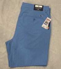 New Vineyard Vines Performance Shorts Mens 36 Blue Stretch Flat Front 8" Inseam