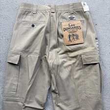 Deadstock VINTAGE Lee Pants 34x32 Khaki Cargo Dungarees Loose Baggy Skater Y2K