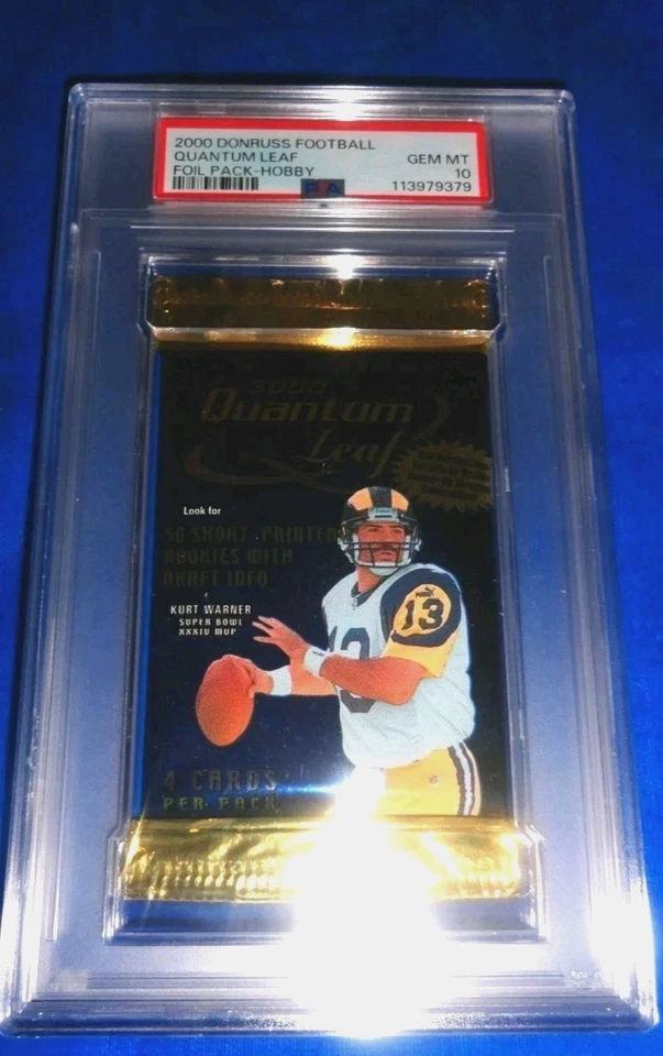 2000 Donruss QUANTUM LEAF FOOTBALL FOIL PACK HOBBY PSA 10 Gem Mint! POP only 5! - Image 2 of 4