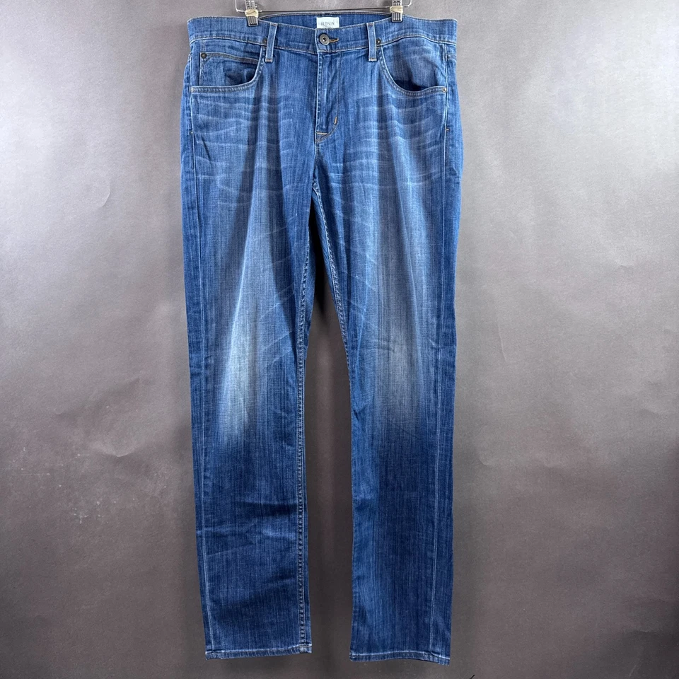 Мужские джинсы Hudson 36x35 Blue Blake узкие прямые сделано в США выцветшие джинсовые брюки - Изображение 2 из 4